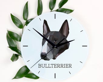 A clock with a Bull Terrier dog. A new collection with the geometric dog
