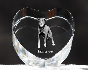 Beauceron, crystal heart with dog, souvenir, decoration, limited edition, Collection