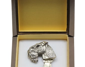 NEW, Kerry Blue Terrier, dog clipring, in casket, dog show ring clip/number holder, limited edition, ArtDog