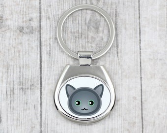 A key pendant with Nebelung cat. A new collection with the cute Art-dog cat