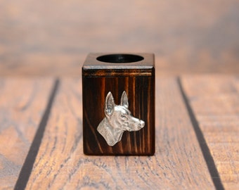 Pharaoh Hound  - Wooden candlestick with dog, souvenir, decoration, limited edition, Collection