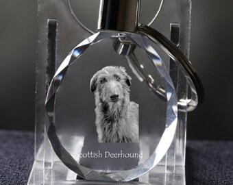 Scottish Deerhound   , Dog Crystal Keyring, Keychain, High Quality, Exceptional Gift . Dog keyring for dog lovers