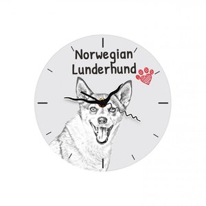 Norwegian Lundehund, Free standing MDF floor clock with an image of a dog.