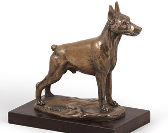 Doberman (cropped), dog wooden base statue, limited edition, ArtDog