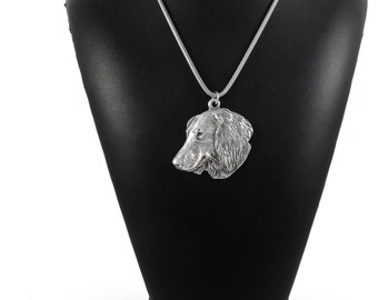 NEW, Teckel (longhaired), dog necklace, silver cord 925, limited edition, ArtDog