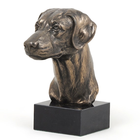 Doberman, Doberman I - statuette de chien, buste sur socle en pierre, sculpture, trophée pour l