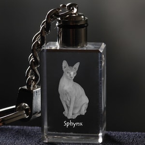 Sphynx cat, Cat Crystal Keyring, Keychain, High Quality, Exceptional Gift