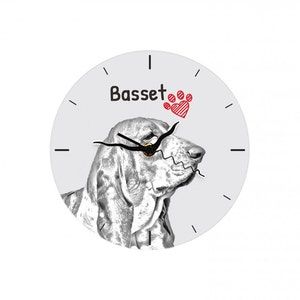 Basset, Free standing MDF floor clock with an image of a dog.