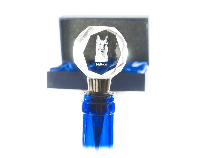 Crystal Wine Stopper with Dog Belgian Shepherd Malinois Exceptional Gift High Quality Wine and Dog Lovers