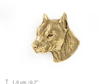 American Staffordshire Terrier (cropped), millesimal fineness 999, dog pin, limited edition, ArtDog