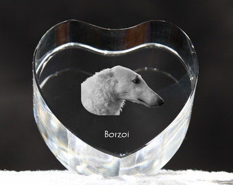 Borzoi, Russian Wolfhound, crystal heart with dog, souvenir, decoration, limited edition, Collection