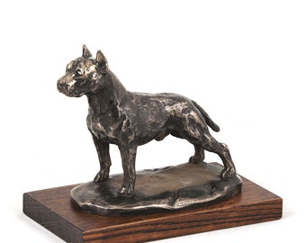 American Staffordshire Terrier (cropped), dog wooden base statue, limited edition, ArtDog