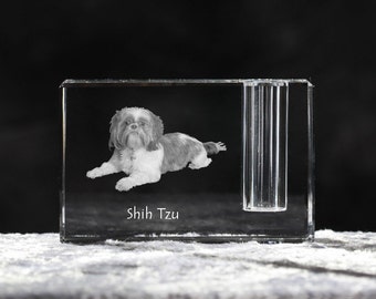 Shih Tzu, crystal pen holder with dog, souvenir, decoration, limited edition, Collection