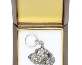 NEW, Irish Wolfhound, dog keyring, key holder, in casket, limited edition, ArtDog . Dog keyring for dog lovers