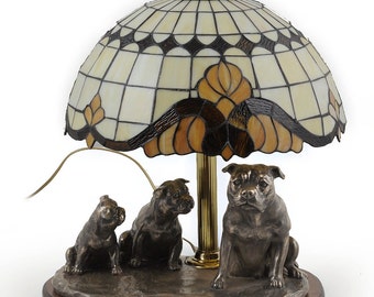 American Staffordshire Terrier, dog lamp statue, tiffany shade, limited edition, ArtDog