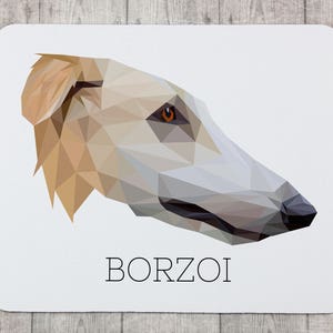A computer mouse pad with a Borzoi, Russian Wolfhound dog. A new collection with the geometric dog