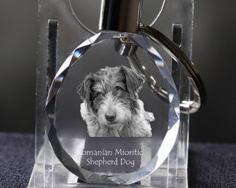 Romanian Mioritic Shepherd Dog   , Dog Crystal Keyring, Keychain, High Quality, Exceptional Gift . Dog keyring for dog lovers