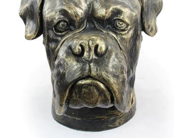 Urn for dog ashes - Boxer cropped statue. ArtDog Collection Cremation box, Custom urn.