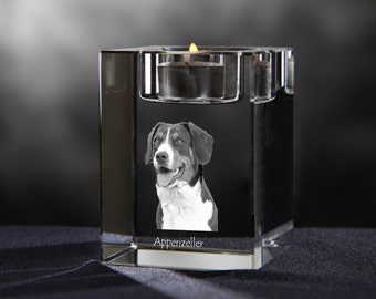 Appenzeller Sennenhund - crystal candlestick with dog, souvenir, decoration, limited edition, Collection