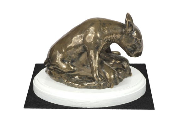 BORZOI, BUSTO/ESTATUA DEL perro en una base de madera, edición limitad