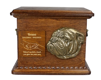 Bulldog Urn for Dog Ashes, Personalized Memorial with Relief, Pet’s Name and Quote, Custom urn for dog's ashes