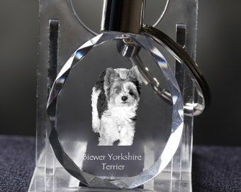 Biewer Terrier  , Dog Crystal Keyring, Keychain, High Quality, Exceptional Gift . Dog keyring for dog lovers