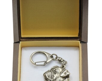 NEW, Bullmastiff, dog keyring, key holder, in casket, limited edition, ArtDog . Dog keyring for dog lovers