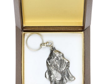 NEW, Basset Hound, dog keyring, key holder, in casket, limited edition, ArtDog . Dog keyring for dog lovers