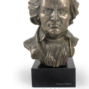 Può includere: Busto in bronzo di un uomo con un'espressione seria. Il busto è su una base di marmo nero con la scritta "Edizione limitata". La scultura è alta 28 cm / 11 pollici e pesa 2,3 kg / 5,1 lb. La base di marmo misura 8x8x4 cm / 3,1"x3,1"x1,6".