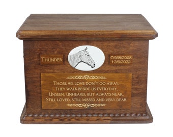 Retired Race Horse Big Urn for Horse Ashes, Personalized Memorial with photo, Custom horse urn, Horse Memorial, Big urn for horse