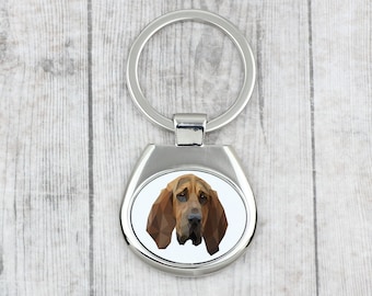 A key pendant with a  Bloodhound dog. A new collection with the geometric dog . Dog keyring for dog lovers