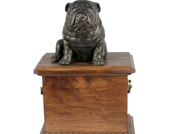 English Bulldog Urn for Dog Ashes, Personalized Memorial with Statue, Urn with Sculpture, Urn for dog's ashes