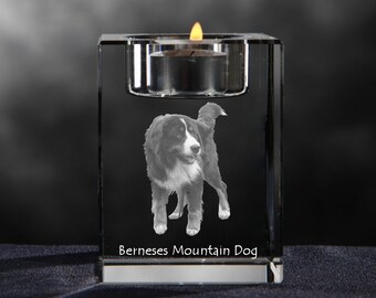 Bernese Mountain Dog, crystal candlestick with dog, souvenir, decoration, limited edition, Collection