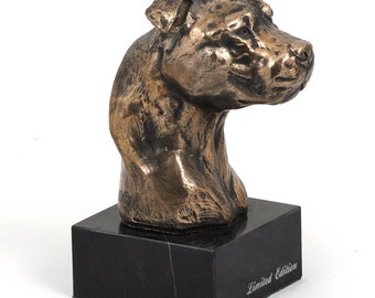 American Staffordshire Terrier (small), dog marble statue, limited edition, ArtDog. Made of cold cast bronze. Perfect gift. Limited edition