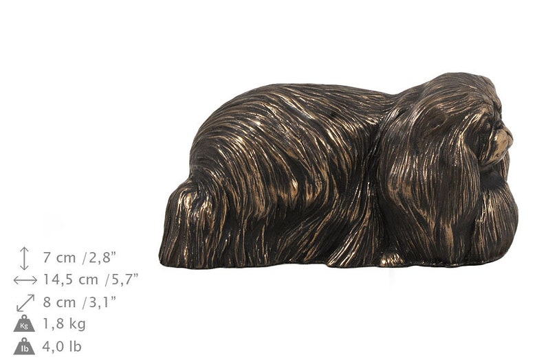 New model Cremation box ART-DOG Exclusive Urn for dog\u2019s ashes with a Pekingese statue Custom urn.