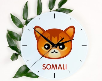 A clock with a Somali cat. A new collection with the cute Art-Dog cat