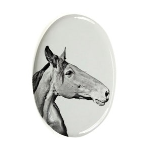 Australian Stock Horse - Gravestone oval ceramic tile with an image of a horse.