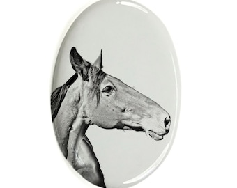 Australian Stock Horse - Gravestone oval ceramic tile with an image of a horse.