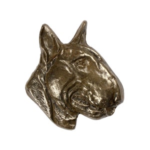 Busto di Bull Terrier, scultura in bronzo fuso a freddo, busto di piccolo cane, arredamento per la casa e l'ufficio, trofeo per cani, memoriale per cani