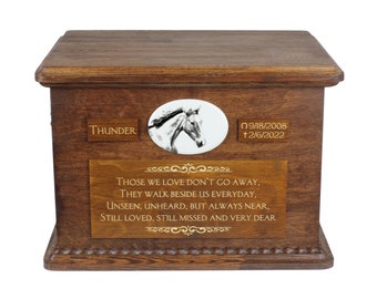 Irish Sport Horse Big Urn for Horse Ashes, Personalized Memorial with photo, Custom horse urn, Horse Memorial, Big urn for horse