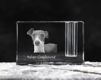 Italian Greyhound, crystal pen holder with dog, souvenir, decoration, limited edition, Collection