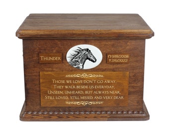 Mustang Big Urn for Horse Ashes, Personalized Memorial with photo, Custom horse urn, Horse Memorial, Big urn for horse