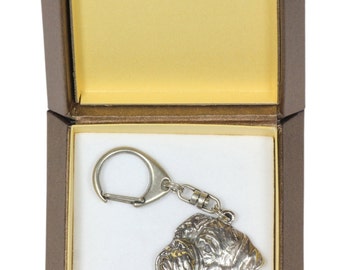 NEW, Dogue de Bordeaux, dog keyring, key holder, in casket, limited edition, ArtDog . Dog keyring for dog lovers