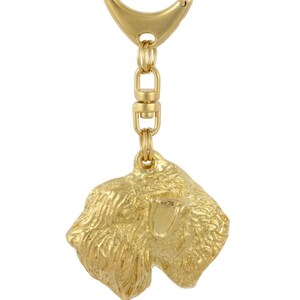 Soft-coated Wheatan Terrier , millesimal fineness 999, dog keyring, keychain, limited edition, ArtDog