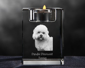 Dandie Dinmont terrier, crystal candlestick with dog, souvenir, decoration, limited edition, Collection