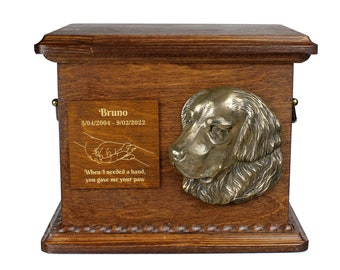 Golden Retriever Urn for Dog Ashes, Personalized Memorial with Relief, Pet’s Name and Quote, Custom urn for dog's ashes