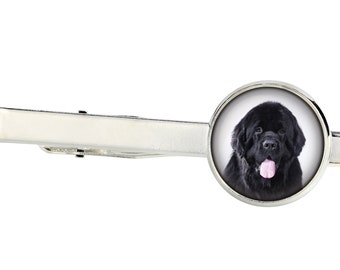 Newfoundland. Tie clip for dog lovers. Photo jewellery. Men's jewellery. Handmade