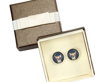 Chihuahua smooth haired. Cufflinks with box for dog lovers. Photo jewellery. Men's jewellery. Handmade