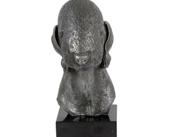 Bedlington Terrier Statue, Silver Cold Cast Bronze Sculpture, Marble Base, Home and Office Decor, Dog Trophy, Dog Figurine, Dog Memorial