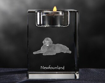 Newfoundland, crystal candlestick with dog, souvenir, decoration, limited edition, Collection